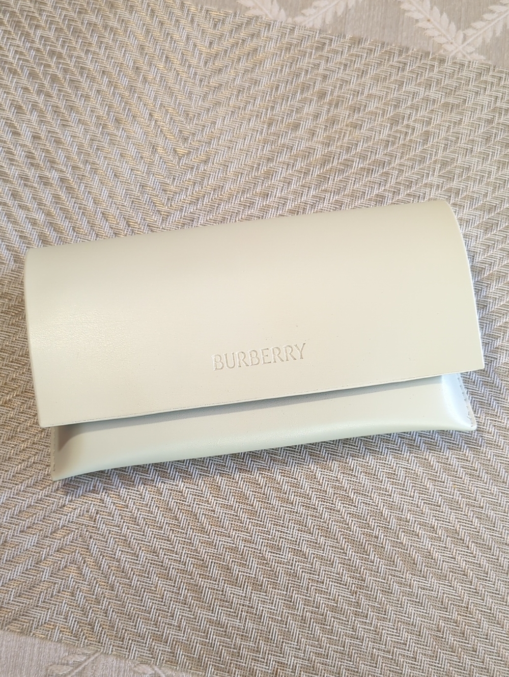 Burberry Cream Fold-Over Logo Glasses Case